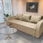 Luna ágyneműtartós ágyazható kanapé szafarisárga szövettel