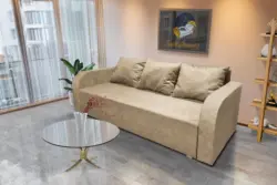 Luna ágyneműtartós ágyazható kanapé szafarisárga szövettel