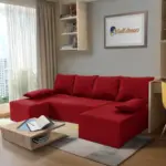 Picúr U alakú sarokkanapé japán karminvörös szövet