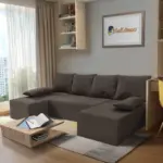 Picúr U alakú sarokkanapé mély földszürke szövet