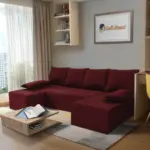 Picúr U alakú sarokkanapé ódon borvörös szövet