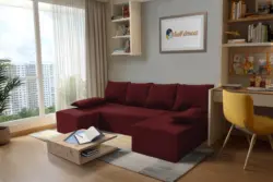 Picúr U alakú sarokkanapé ódon borvörös szövet