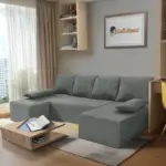 Picúr U alakú sarokkanapé óezüst szövet