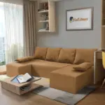 Picúr U alakú sarokkanapé okker szövet