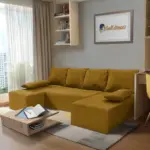 Picúr U alakú sarokkanapé őszarany szövet