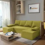 Picúr U alakú sarokkanapé őszi levélzöld szövet