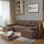 Picúr U alakú sarokkanapé pasztell taupe szövet