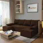 Picúr U alakú sarokkanapé sötét mahagóni szövet