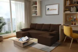 Picúr U alakú sarokkanapé sötét mahagóni szövet