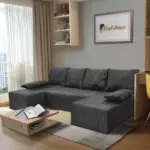 Picúr U alakú sarokkanapé sötétszürke zsákszövet