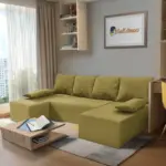 Picúr U alakú sarokkanapé száraz oliva szövet