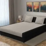 Szandra franciaágy fekete és ezüst serlegszürke szövet