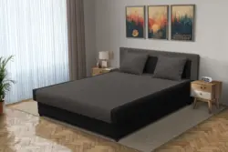 Szandra franciaágy fekete és kvarcszürke szövet