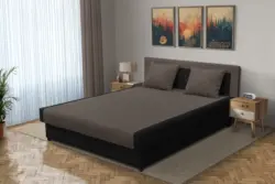 Szandra franciaágy fekete és mély földszürke szövet