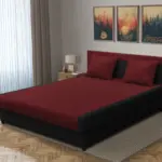 Szandra franciaágy fekete és ódon borvörös szövet