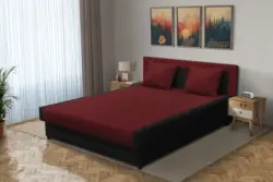 Szandra franciaágy fekete és ódon borvörös szövet