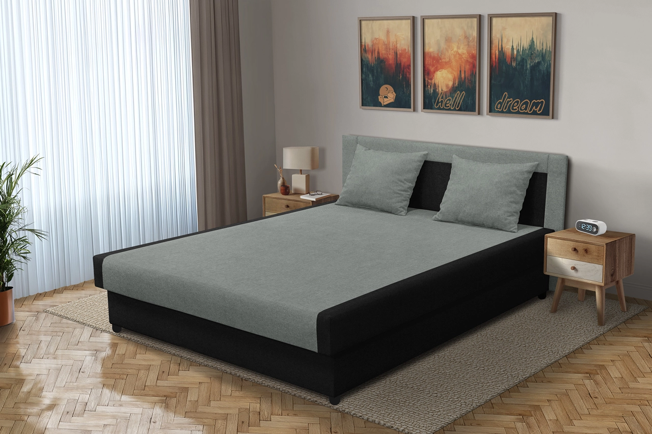 Szandra franciaágy fekete és óezüst szövet