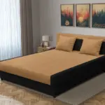 Szandra franciaágy fekete és okker szövet