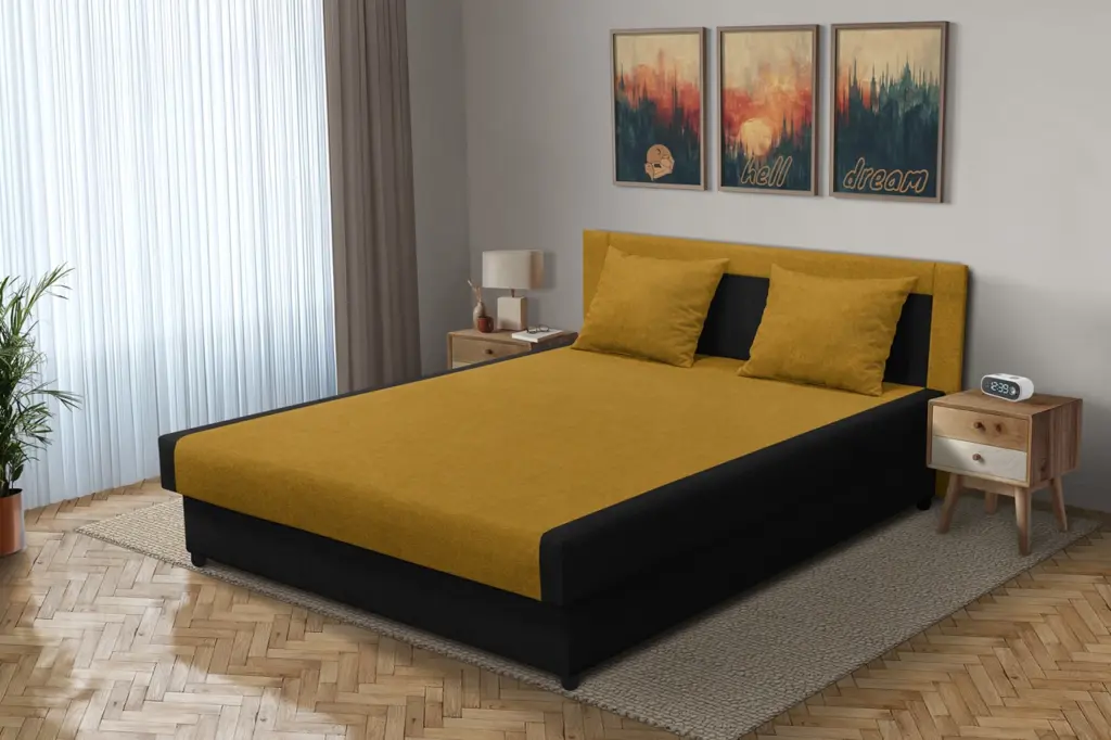 Szandra franciaágy fekete és őszarany szövet