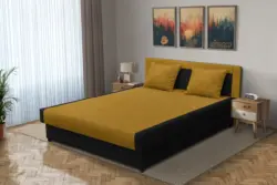 Szandra franciaágy fekete és őszarany szövet