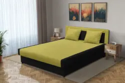 Szandra franciaágy fekete és őszi levélzöld szövet