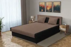 Szandra franciaágy fekete és pasztell taupe szövet