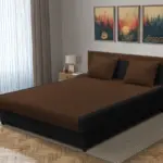 Szandra franciaágy fekete és sötét mahagóni szövet