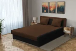 Szandra franciaágy fekete és sötét mahagóni szövet