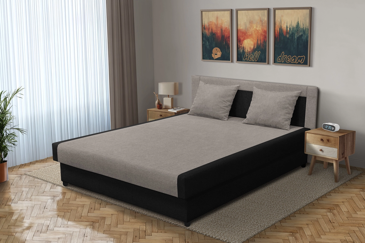 Szandra franciaágy fekete és szamárszürke szövet