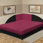 Szandra saroktámlás franciaágy fekete és szeder szövet