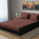 Szandra franciaágy fekete és toszkán vörös szövet