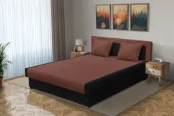 Szandra franciaágy fekete és toszkán vörös szövet