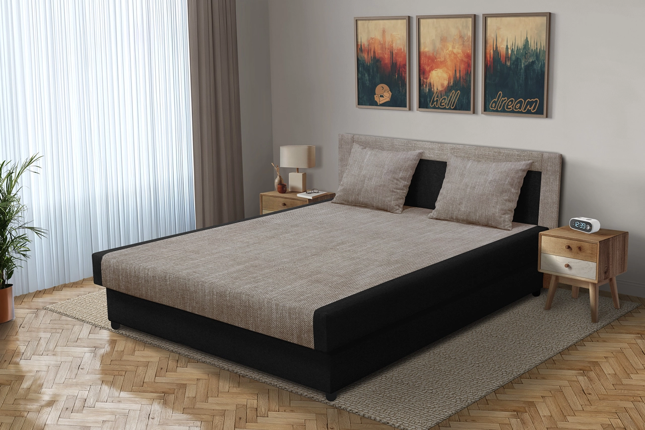 Szandra franciaágy fekete és világos barna zsákszövet