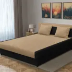 Szandra franciaágy fekete és világos fahéj szövet