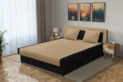 Szandra franciaágy fekete és világos fahéj szövet