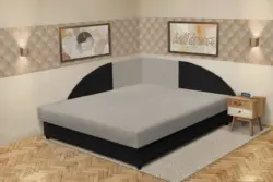 Szandra saroktámlás franciaágy fekete és ezüst serlegszürke szövet