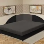 Szandra saroktámlás franciaágy fekete és kvarcszürke szövet