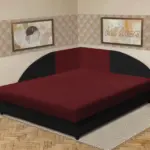 Szandra saroktámlás franciaágy fekete és ódon borvörös szövet