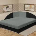 Szandra saroktámlás franciaágy fekete és óezüst szövet