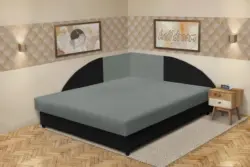 Szandra saroktámlás franciaágy fekete és óezüst szövet