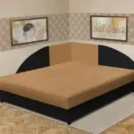 Szandra saroktámlás franciaágy fekete és okker szövet