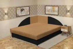 Szandra saroktámlás franciaágy fekete és okker szövet