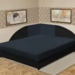 Szandra saroktámlás franciaágy fekete és ónix szövet