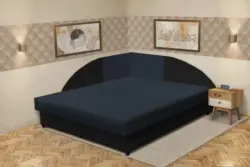 Szandra saroktámlás franciaágy fekete és ónix szövet