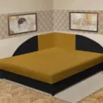 Szandra saroktámlás franciaágy fekete és őszarany szövet