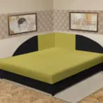 Szandra saroktámlás franciaágy fekete és őszi levélzöld szövet