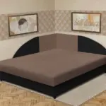 Szandra saroktámlás franciaágy fekete és pasztell taupe szövet