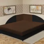 Szandra saroktámlás franciaágy fekete és sötét mahagóni szövet