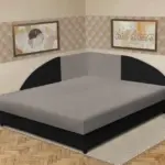 Szandra saroktámlás franciaágy fekete és szamárszürke szövet