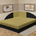 Szandra saroktámlás franciaágy fekete és száraz olíva szövet